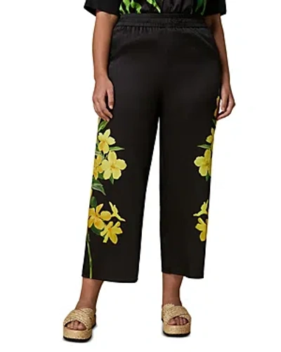 Shop Marina Rinaldi Gersa Optical Floral Wide Leg Trousers In Black