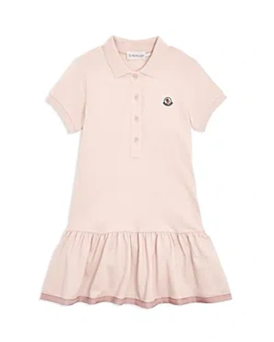 Shop Moncler Girls' Cotton Stretch Polo Shirt Dress - Little Kid In Pastel Pink