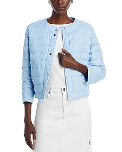 Shop Herno Linen Down Jacket In Celeste