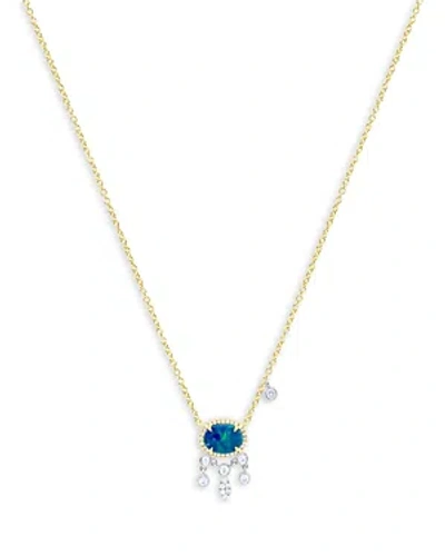 Shop Meira T 14k White & Yellow Gold Opal & Diamond Pendant Necklace, 18 In Blue/gold