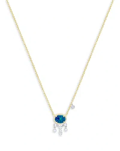 Meira T 14k White & Yellow Gold Opal & Diamond Pendant Necklace, 18 In Blue/gold