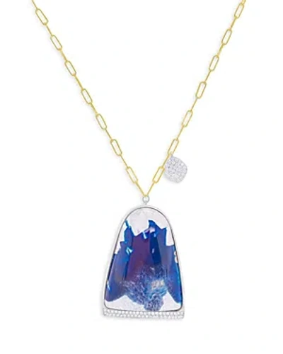 Meira T 14k Yellow & White Gold Blue Sapphire Statement Pendant Necklace, 32 In Blue
