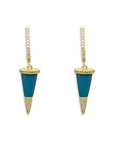 Shop Meira T 14k Yellow Gold Turquoise & Diamond Spike Drop Earrings In Blue/gold