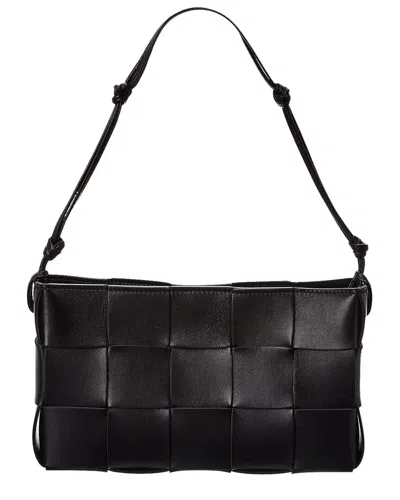 Shop Bottega Veneta Cassette Mini Intreccio Leather Shoulder Bag In Black
