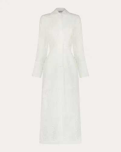 Shop Matthew Bruch Women's Blouson Long-sleeve Midi Shirt Dress In White