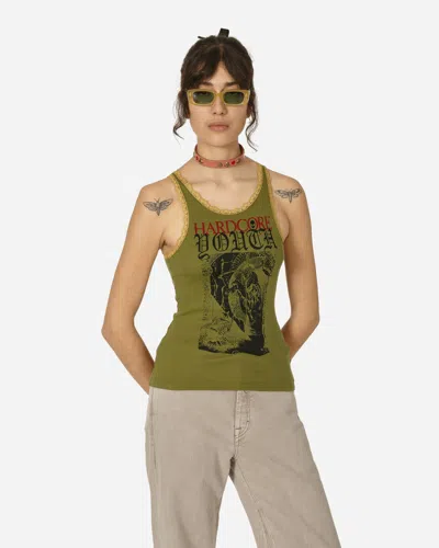 Shop Aries Hardcore Lace Trim Vest Olive In Green