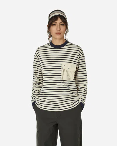 Shop And Wander Stripe Pocket Longsleeve T-shirt Off In White