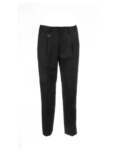 Shop Paolo Pecora Black Trousers In Cotton And Linen Blend In Nero