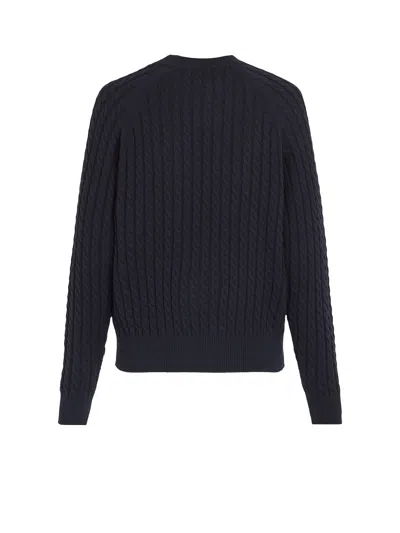 Shop Tommy Hilfiger Relaxed-fit Sweater In Woven Knit In Desert Sky