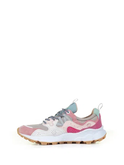 Shop Flower Mountain Yamano Pink Suede And Nylon Sneakers In Cipria Multi