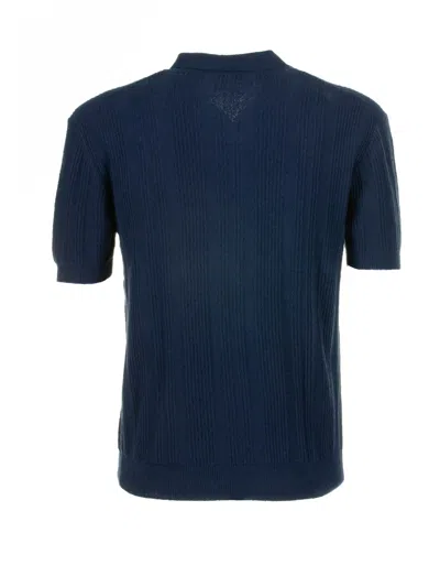 Shop Altea Navy Blue Short-sleeved Polo Shirt