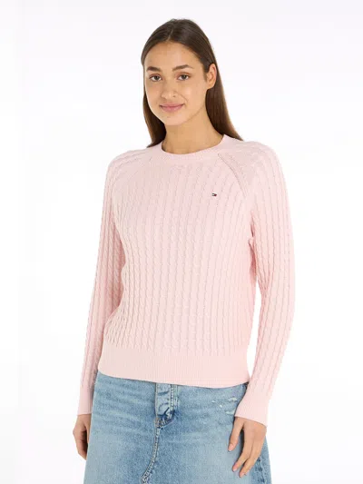 Shop Tommy Hilfiger Pink Relaxed-fit Sweater In Woven Knit In Whimsy Pink