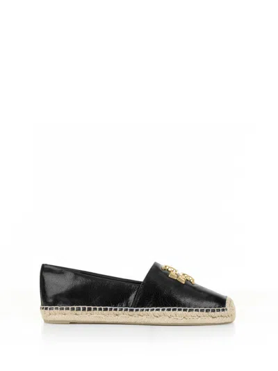Shop Tory Burch Eleanor Espadrilles With Metallic Details In Perfect Black Gold