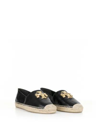 Shop Tory Burch Eleanor Espadrilles With Metallic Details In Perfect Black Gold
