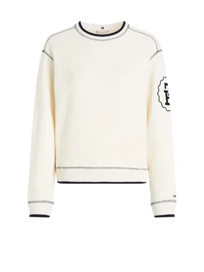 Shop Tommy Hilfiger Regular Fit Woven Sweatshirt With Th Monogram In Calico