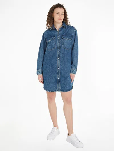 Shop Tommy Hilfiger Long Denim Shirt Dress In Lea