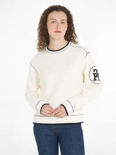 Shop Tommy Hilfiger Regular Fit Woven Sweatshirt With Th Monogram In Calico