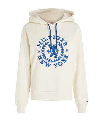 Shop Tommy Hilfiger Regular Fit Sweatshirt With Hood And Th Emblem In Calico