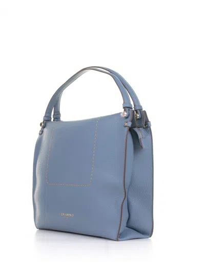 Shop Ermanno Scervino Petra Light Blue Leather Shopping Bag In Azzurro