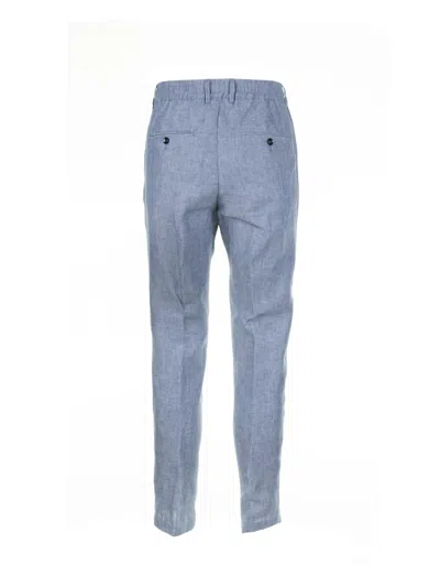 Shop Cruna Mitte Blue Linen Trousers In Polvere