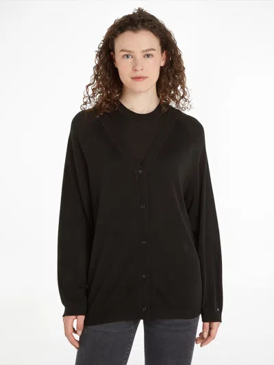 Shop Tommy Hilfiger Black Cardigan With Buttons