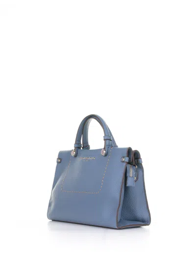 Shop Ermanno Scervino Petra Small Light Blue Leather Handmade Tote Bag In Azzurro