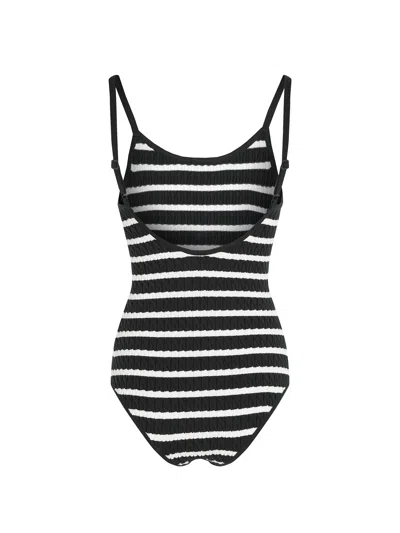 Shop Tommy Hilfiger Striped One-piece Swimsuit In Breton Stp/desert Sky/ecru
