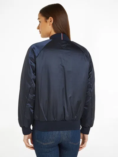 Shop Tommy Hilfiger Sport Essential Padded Bomber Jacket With Logo In Desert Sky