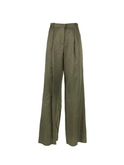 Shop Kaos Military Green High-waisted Wide Leg Trousers In Militare