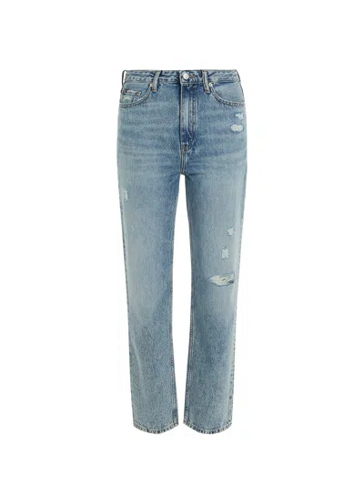 Shop Tommy Hilfiger Classics Cropped Straight Fit High-waisted Jeans In Mio