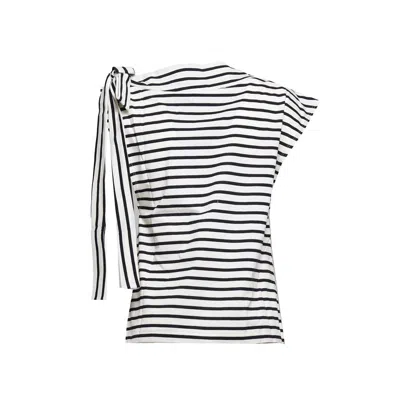 Shop Msgm Bow-detailed Striped Sleeveless Top In Black