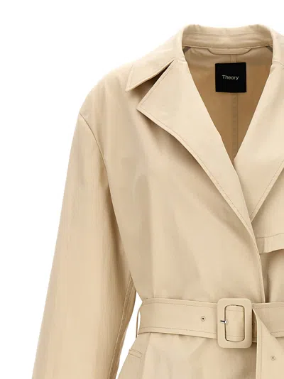 Theory Belted Trench Coat In Sand