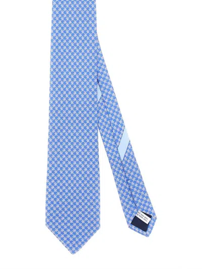 Shop Ferragamo Micro Pattern Printed Tie In Gnawed Blue
