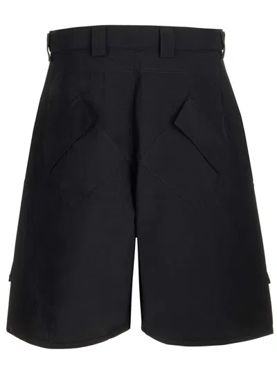 Shop Marcelo Burlon County Of Milan Cargo Bermuda Shorts With Embroidered Cross In Black