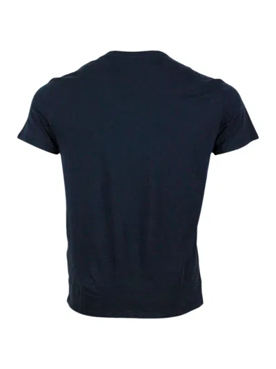 Shop Armani Collezioni Short-sleeved Crew-neck T-shirt With Small Studded Logo On The Chest And Bottom In Black