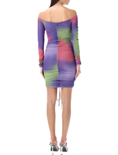 Shop Emporio Armani Camouflage Print Recycled Mesh Dress In Violet
