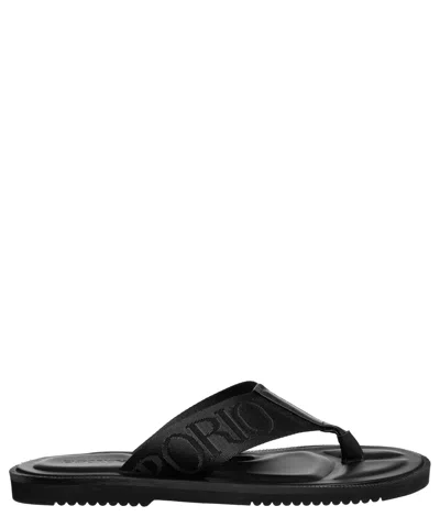 Shop Emporio Armani Leather Sandals In Black
