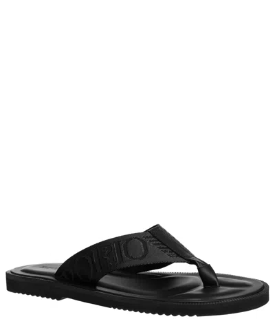 Shop Emporio Armani Leather Sandals In Black