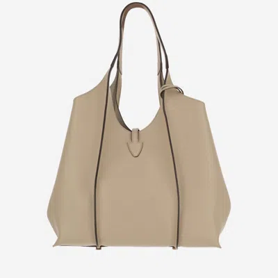 Shop Tod's T Timeless Medium Leather Hobo Bag In Natural