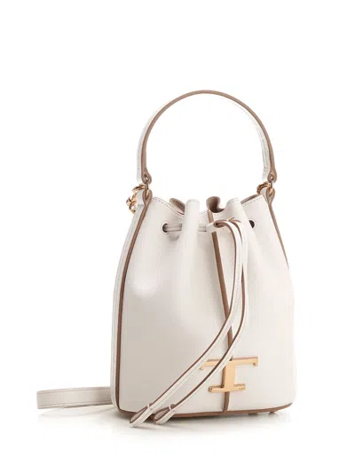 Shop Tod's Micro T Timeless Bucket Bag In White