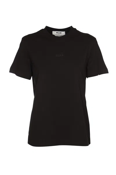 Shop Msgm Logo Round Neck T-shirt In Black