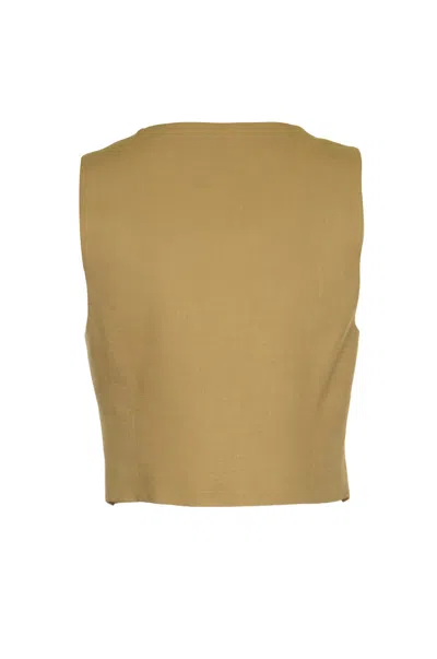 Shop Msgm V-neck Buttoned Vest In Sand