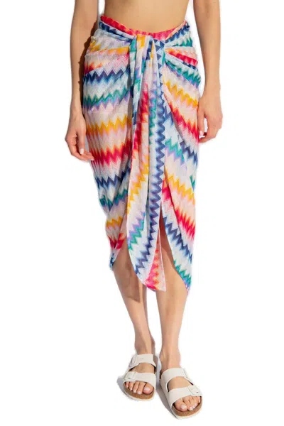 Shop Missoni Zigzag Printed Layered Skirt In Multicolor
