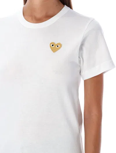 Shop Comme Des Garçons Play Golden Heart Patch T-shirt In White