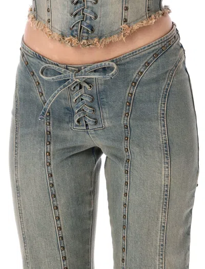 Shop Misbhv Lara Laced Studded Jeans In Blue Sand