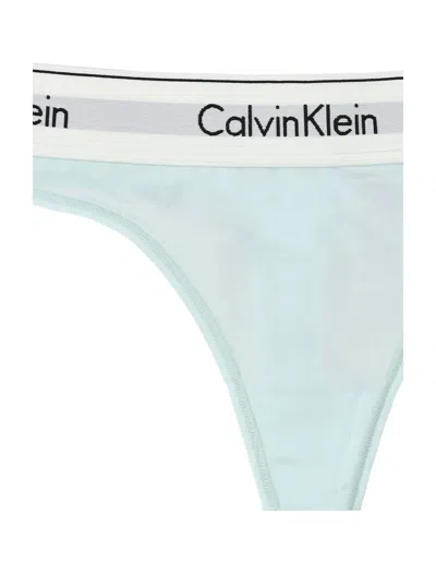 Shop Calvin Klein Signature Thong In Light Blue