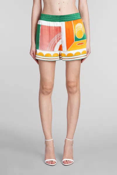 Shop Casablanca Shorts In Orange Silk