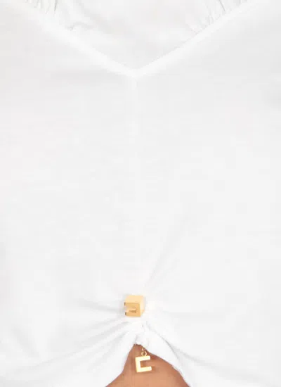 Shop Elisabetta Franchi T-shirt With Drape In White