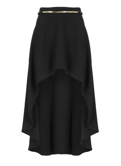 Shop Elisabetta Franchi Crepe Skirt In Black