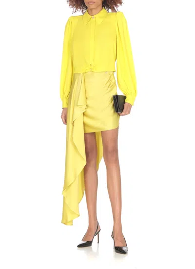 Shop Elisabetta Franchi Crepe Miniskirt In Yellow